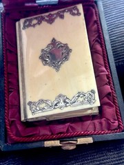 ART NOUVEAU MUSEUM QUALITY and STERLING SILVER DANCE CARD W/PENCIL ORIGINAL BOX