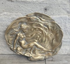 Brass Art Nouveau Trinket Dish Card Pin Tray, Heavy Quality Vide Poche Art…