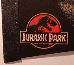 1990s JURASSIC PARK movie vtg felt pennant universal studios dinosaur flag art