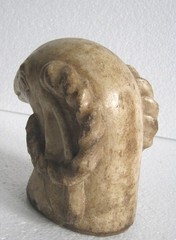 ANTIQUE MARBLE RAM GOAT STATUE BUST HAND CARVED
