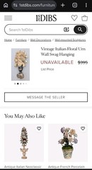 2 Italian Floral Urn Wall Swag Hanging Wall Plaque