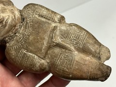 RARE PRE-COLUMBIAN ENGRAVED HUMAN EFFIGY OCARINA / WHISTLE FOUND IN ECUADOR