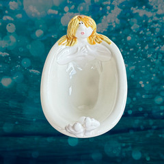 Fitz & Floyd FF Woman in Bathtub Soap Dish Trinket Tray Vintage 1975 Bath Tub