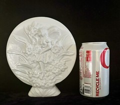 Blanc de Chine Porcelain Decor of Bas Relief Faerie Before Full Moon Backdrop