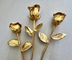 Three Steven Singer 24kt Gold Plated Rose Flowers NEW LOWER PRICE!