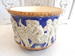 Art Nouveau Eichwald Czech Art Pottery Neoclassical Cobalt Blue/White Jardinere