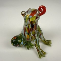 Fitz and Floyd Art Glass Frog Figurine Multicolor Millefiori Hand‑Blown Display