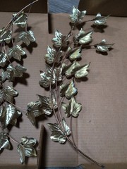 Vintage Home Interiors Pothos Vine Plagues – Metal Brass Copper Ivy – Set Of 2
