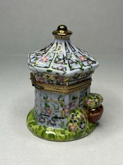 Vintage Atelier De Lemoges France Trinket Dish Bird House Hand Painted Porcelain