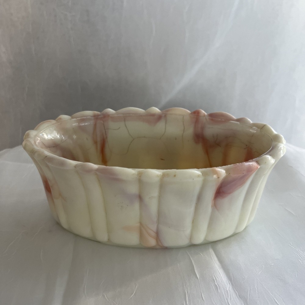 Vintage Akro Agate Marbled Oval Candy Dish