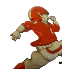 Vintage 1976 HOMCO Cast Metal Orange Team Football Player Hanging Wall Plaque US