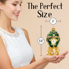 Royal Imperial Green Faberge Egg Replica: Large 6.6 inch + Carriage by Vtry