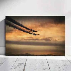 Airplane, Smoke Art Mural Poster, Wooden Frame Ready To Hang, MNM291418
