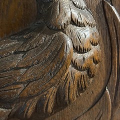 Antique French Hand Carved Oak Bird Relief Wall Panel Plaque Game Bird 21″