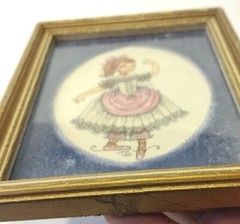 Vintage Ballerina Girls Wall Art 1951 Set of 2 Framed Matted 5″x6″