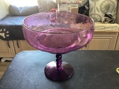 Unbranded Large Purple Glass Pedestal Dish