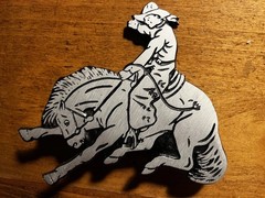 Vintage Western Cast Aluminum Cowboy Wall Plaque w/ Black Enamel Detail – 7”