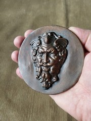 Gothic Devil Face Plaque Bronze Finish Grotesque Mask Dark Decor