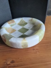 Catch All Stone Checkerboard 5″ Round Small Splicing Mosaic Tray Edc