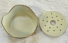 Vtg T & V Limoges France Footed Butter &Cheese Bowl Handpainted Roses Gold Gild