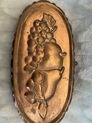 Vintage Copper Mold with Hanger 12 x 6 in Fruit Pattern