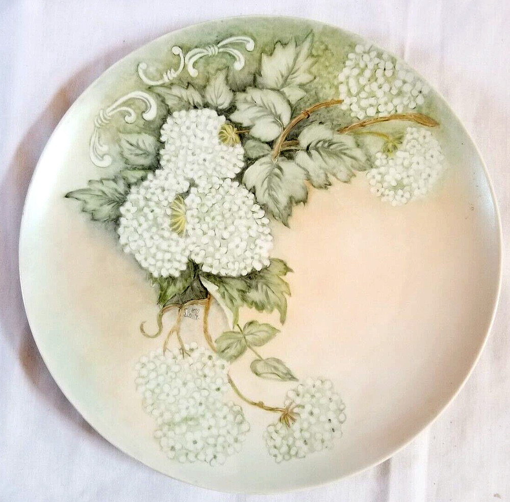 Yarrow Blossoms Porcelain Plate Platter 10.5″ Hand Painted Artist Sampler