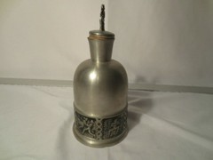 Norway Revere Pewter Lidded Jug Pitcher Carafe Marked #1860 with Inlay Design