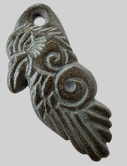 300 BC Ancient Carved Engraved Gemstone Pendant Medallion Amulet Mythical bird
