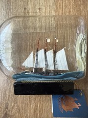 Vintage 3 Masted Schooner Ships In A Bottle Impressed Cork Seal John Madison