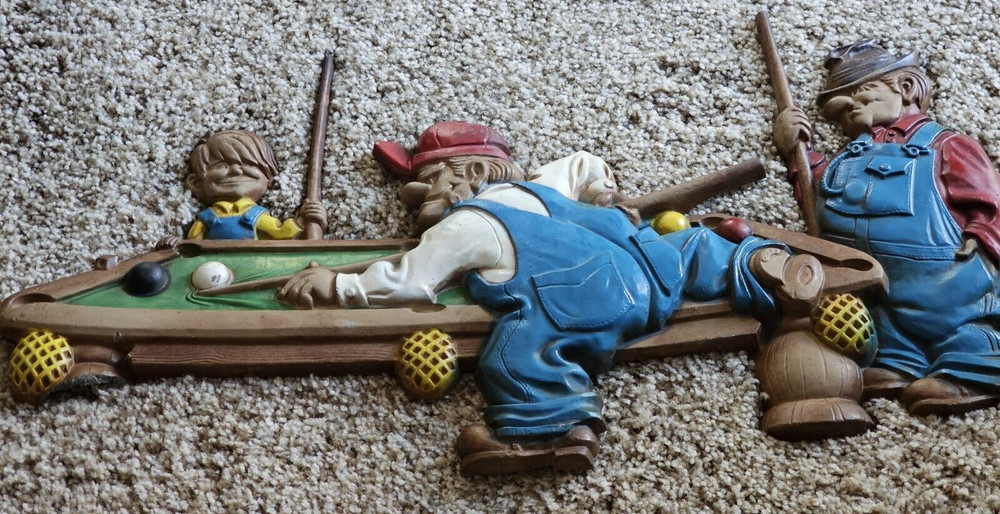 Vintage Mid Century 1971 Sexton #792 Men and Boy Shooting Pool Cast Iron