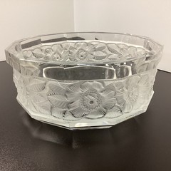 Hoya Mikasa Crystal Frosted Floral Bowl 1980s W. Germany Heavy weighs 7lbs 4oz