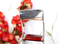 Arts and Crafts Sterling Silver and Enamel Presentation Folding Chair on Plinth