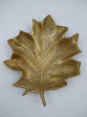Vintage Solid Heavy Brass Maple Leaf Tray Heavy Dish 410 Original Cambron 9.5″