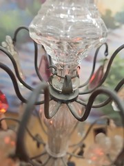 #5283 A Rare Pair Of Brass and Crystal￼ Candelabra Lamp 1800’S “WORKING”
