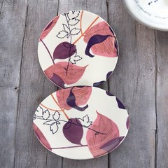 POTTERY BARN Graphic Harvest Ceramic Dish Plate Made In Brazil Round New Set 4