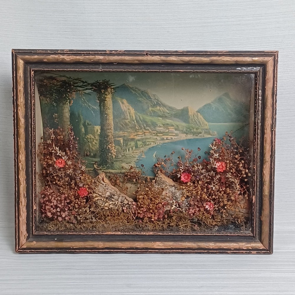 Vintage Italy Miniature Diorama Shadow Box 3D Wall Art Decor