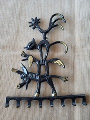 Vintage Wall Hook Bremen Town Musicians Cast Aluminum USSR 8 Hooks 1970s
