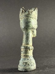 RARE ANCIENT LUR1STAN BRONZE CROWNED SKULL DEVIL GOTHIC STATUE – CIRCA 1000 BCE