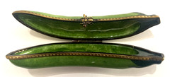 LIMOGE PEAPOD TRINKET BOX AF 4” Peint Main Signed France Vegetable