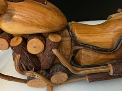 VTG Large Wooden Motorcycle Handmade Collectible Sculpture Cycle 18” Chopper