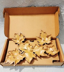 Vintage Homco Leaf Wall Decor 3pc Set New In Box Syroco 7687 Made In USA