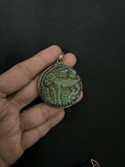 near Eastern ancient Turquoise stone king Dog seal intaglio stamp rare Pendant
