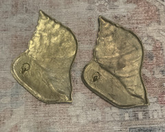 Brass Sea Shells -Relief Placques Decor Nautical Beach Decor Set Of 2
