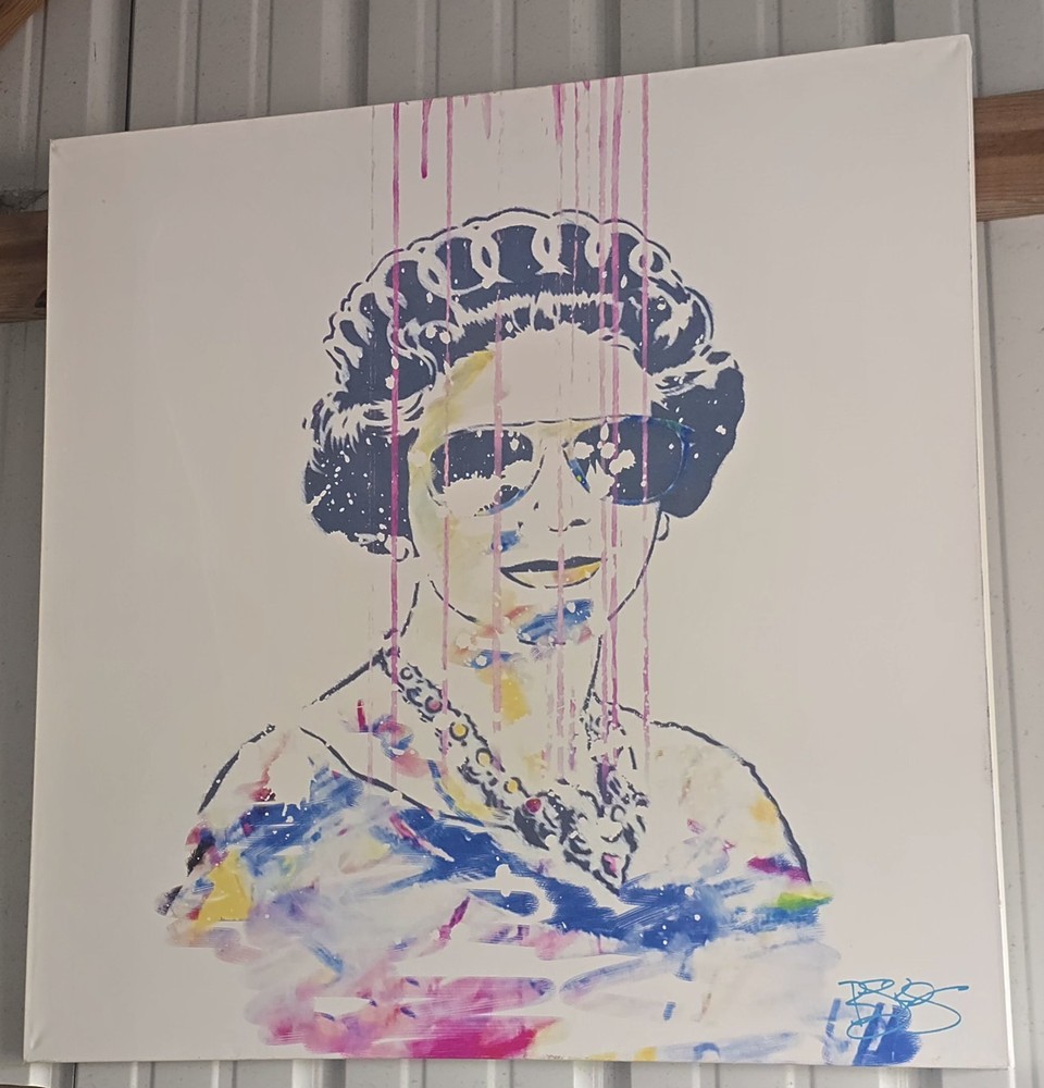 Queen Elizabeth 30″x30″ Pop Art Painted Printed Canvas