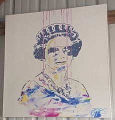 Queen Elizabeth 30″x30″ Pop Art Painted Printed Canvas