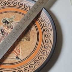 Greek God Hera Terracotta Handmade Plate Greece Pottery 1960s Folk Art 8 Inch