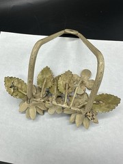Hand Painted Italian Floral Plate Hanger-Metal Tole Vintage