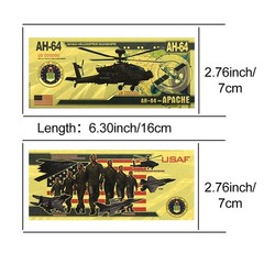 5 Pc/set USAF Fighter Jet Gold Foil Banknote Collection F16 F22 F35 B2 AH64 Gift