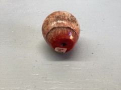 Vintage Polished Peach Pink Red Apple Marble Stone Fruit w/ Wood Stem
