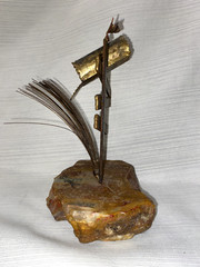 Handcrafted John DeMott Brass Mailbox on Onyx Base With Bird Sculpture